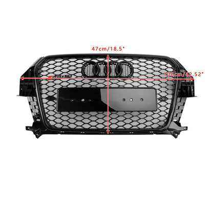 2011-2015 Audi Q3 RSQ3 Style Gloss Black Front Honeycomb Mesh Grille 5060531048501