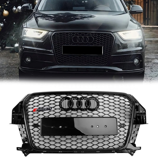 Audi Q3 2011 2012 2013 2014 Honeycomb Black Grille Air Intake Radiator Bumper RS Grill