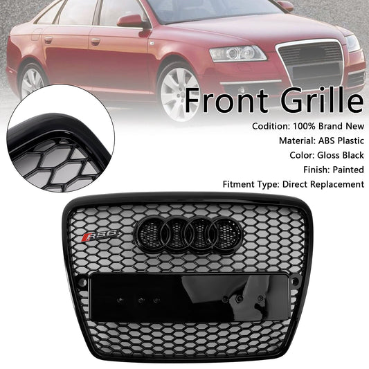 2004-2008 Audi A6 C6 Pre-Facelift Black Front Honeycomb Bumper Grill Grille