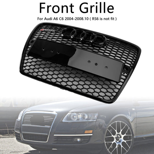 Audi 2004-2008 A6 C6 Front Black Grill Air Intak Radiator Bumper Hoenycomb Mesh Grille