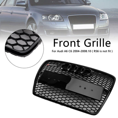 2004-2008 Audi A6 C6 Pre-Facelift Black Front Honeycomb Bumper Grill Grille