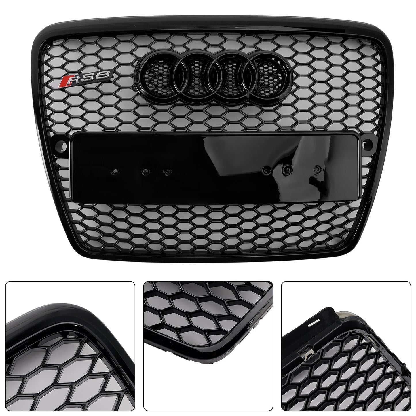 2004-2008 Audi A6 C6 Pre-Facelift Black Front Honeycomb Bumper Grill Grille