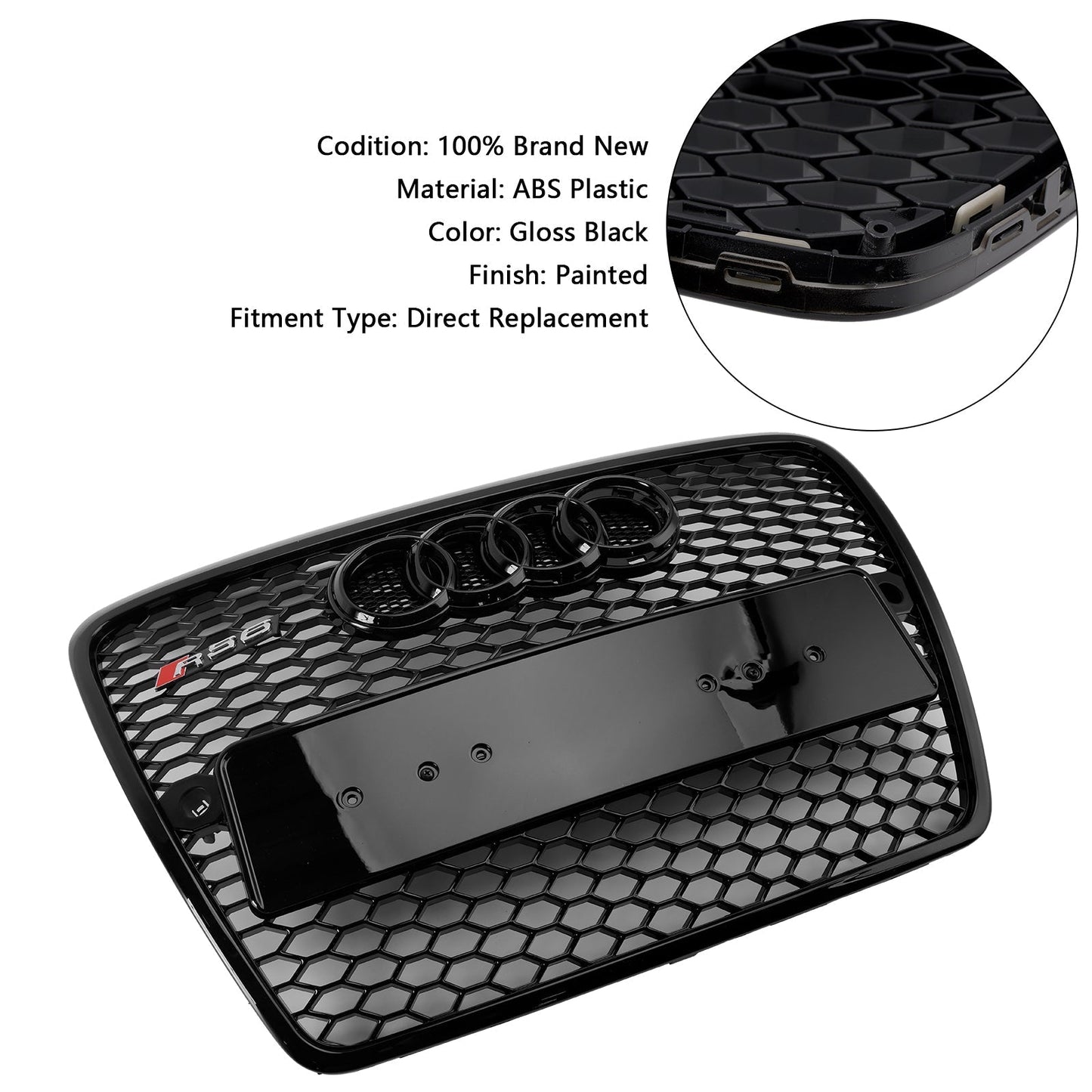 2004-2008 Audi A6 C6 Pre-Facelift Black Front Honeycomb Bumper Grill Grille