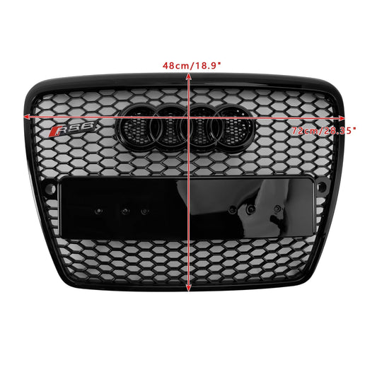 2004-2008 Audi A6 C6 Pre-Facelift Black Front Honeycomb Bumper Grill Grille