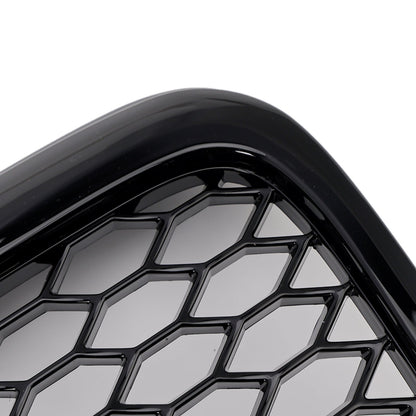 2004-2008 Audi A6 C6 Honeycomb Grill Front Bumper RS Style Black Grille With Ring Emblem