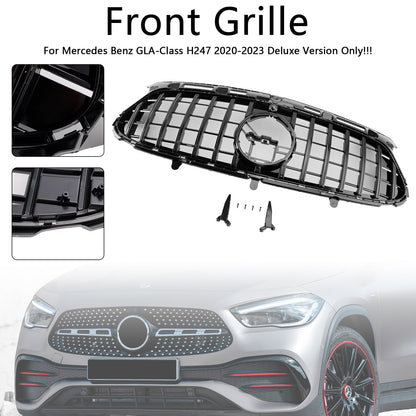 Mercedes Benz GLA AMG Line 2020-2023 Front Glossy Black Grill GTR Style Upper Bumper Panamericana Grille