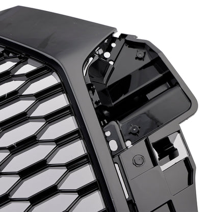 2016-2018 Audi Q3 / SQ3 RSQ3 Style Honeycomb Grill Front  Bumper Replacement Black Grille W/ Ring Embelm