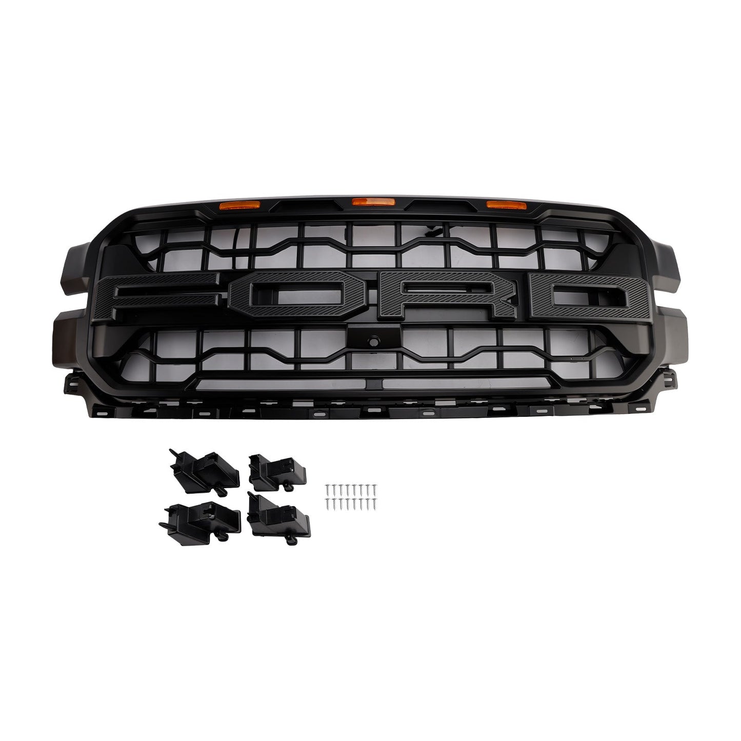 2024-2026 Ford F150 Lariat / King Ranch / Platinum Raptor Style Grille Front Bumper Black Grille W/ LED