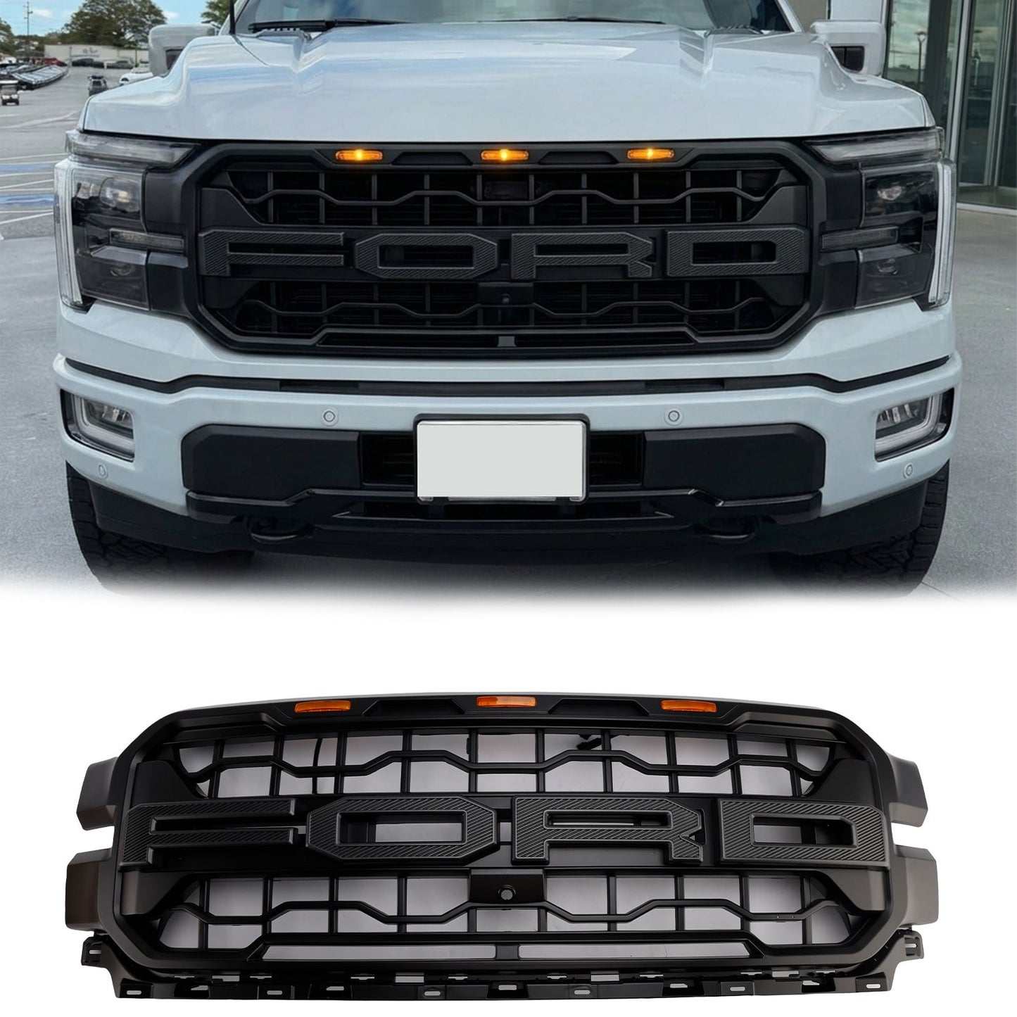 Ford F150 2024-2026 Front Grill Raptor Style Front Bumper Replacement Black Grille