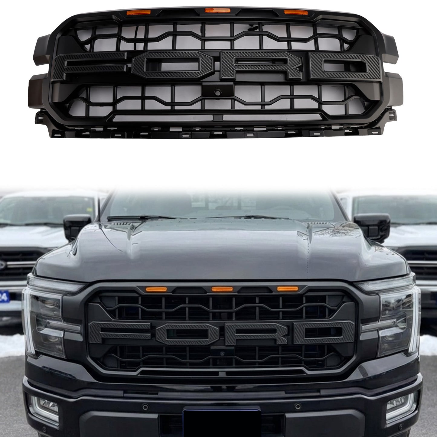 Ford F150 2024-2026 Front Grill Raptor Style Front Bumper Replacement Black Grille