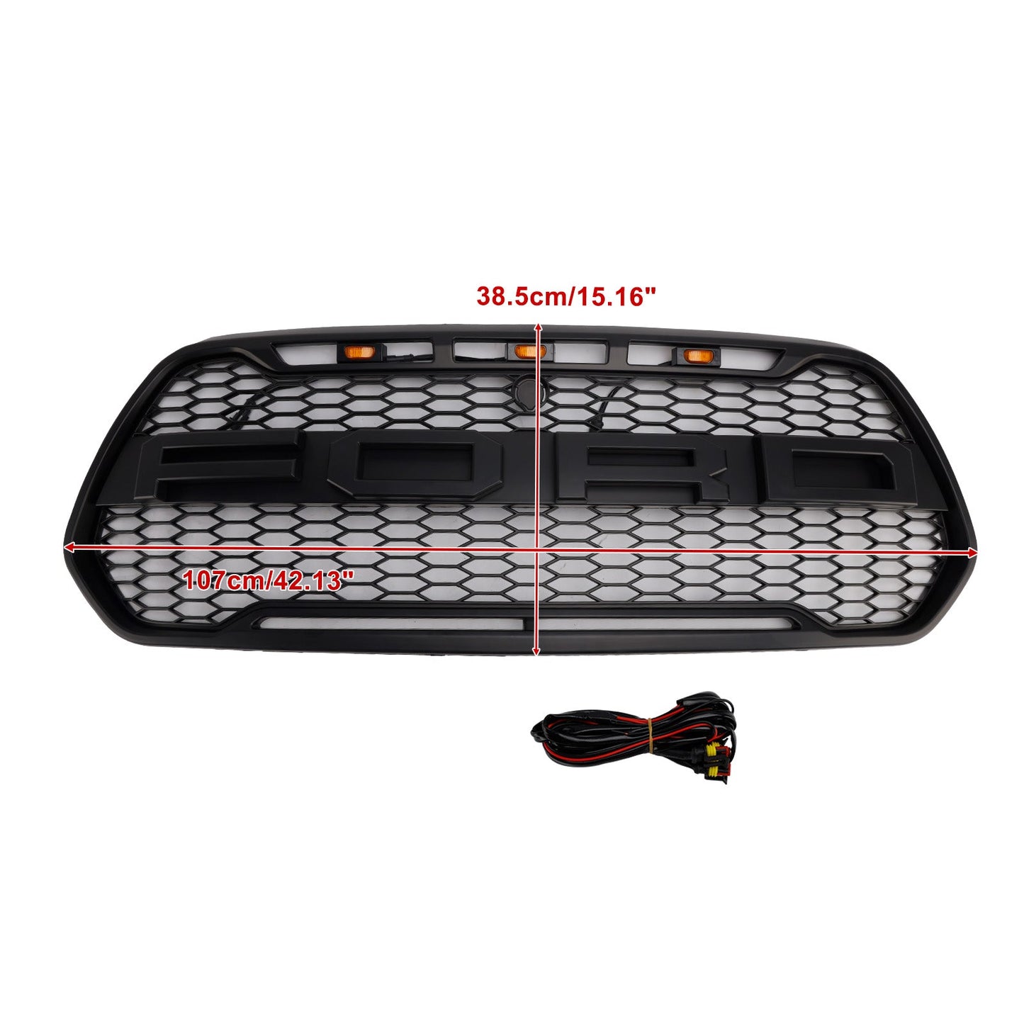 Ford Transit 150 250 350 350H 2015-2019 Front Raptor Grille Black Front Bumper Honeycomb Grill With LED