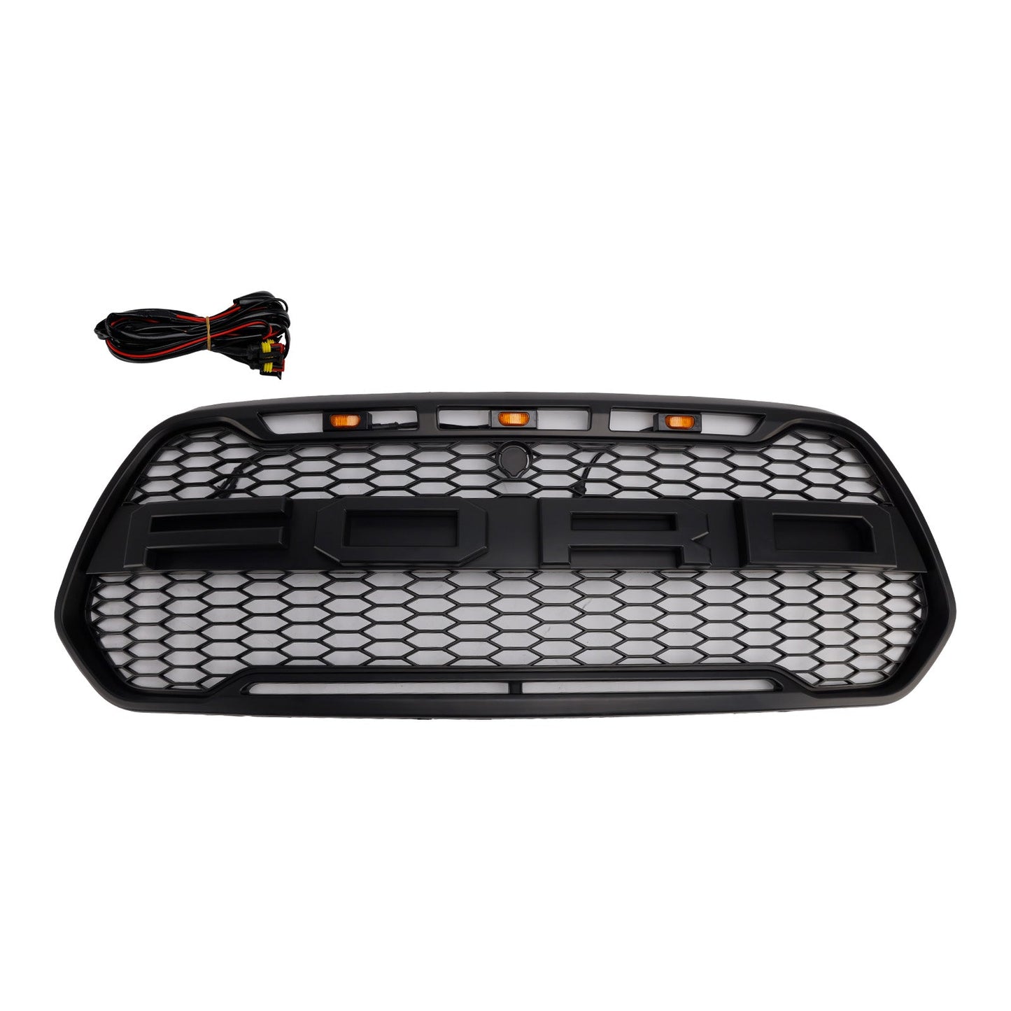 Ford Transit 150 250 350 350H 2015-2019 Front Raptor Grille Black Front Bumper Honeycomb Grill With LED