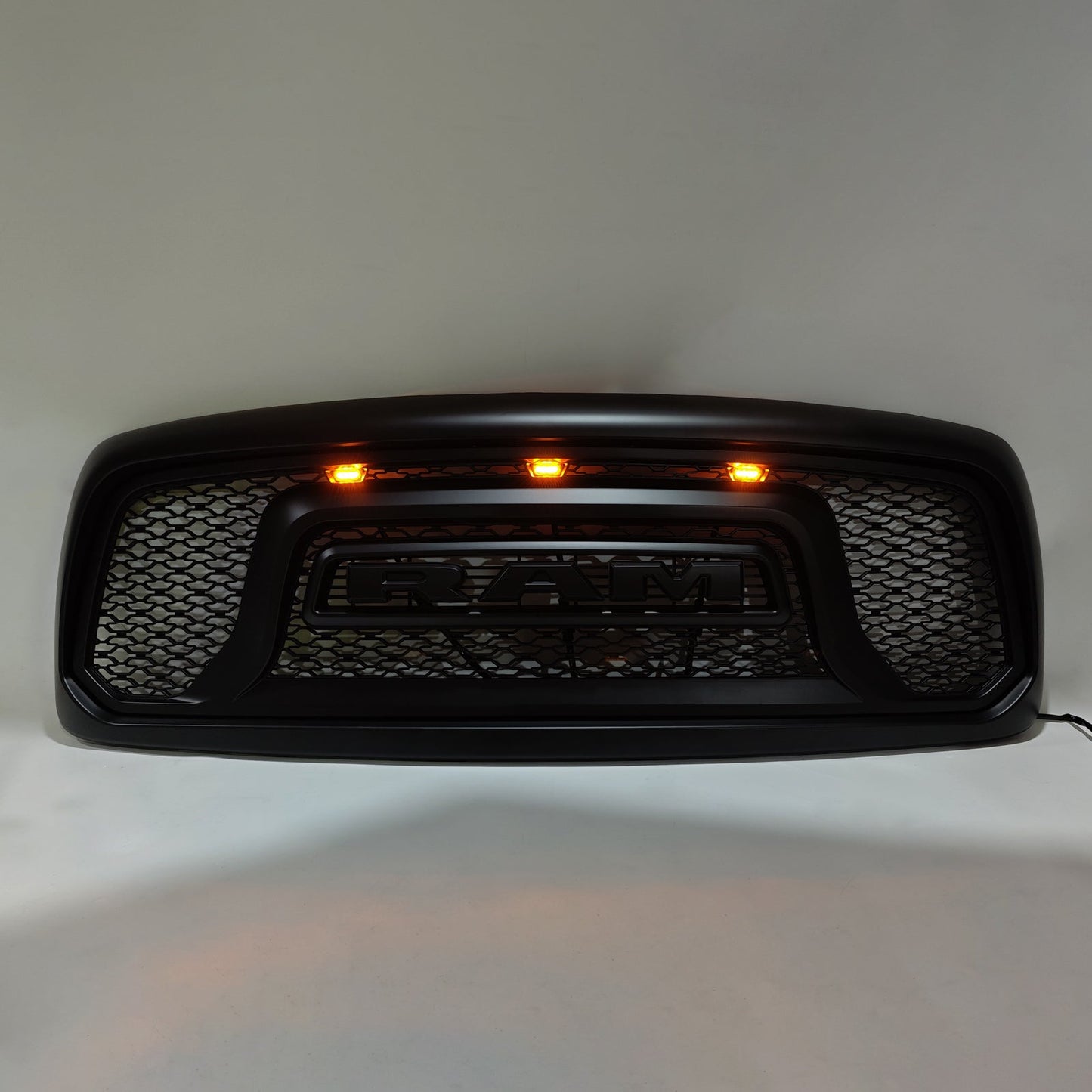 Dodge RAM 1500 2002-2005 Big Horn Style Grill Fron Bumper Black Replacement Grille W/ LED & RAM Letter