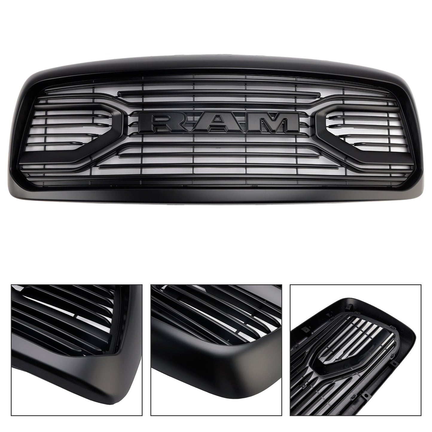 2002-2005 Dodge RAM 1500 Front Grill Big Horn Style Fron Bumper Black Replacement Grille With LED