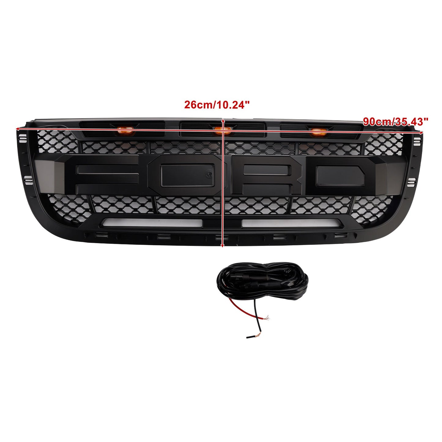 2001-2003 Ford Ranger Raptor Style Grille Front Bumper Replacement Black Grill W/ LED Light