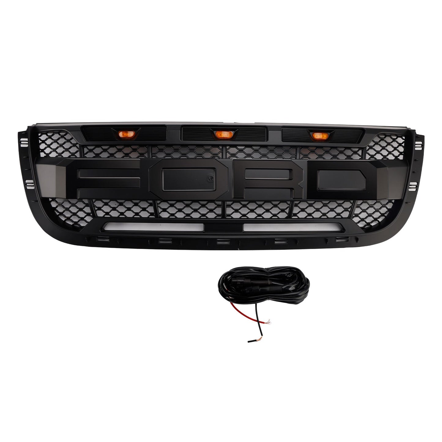 2001-2003 Ford Ranger Raptor Style Grille Front Bumper Replacement Black Grill W/ LED Light