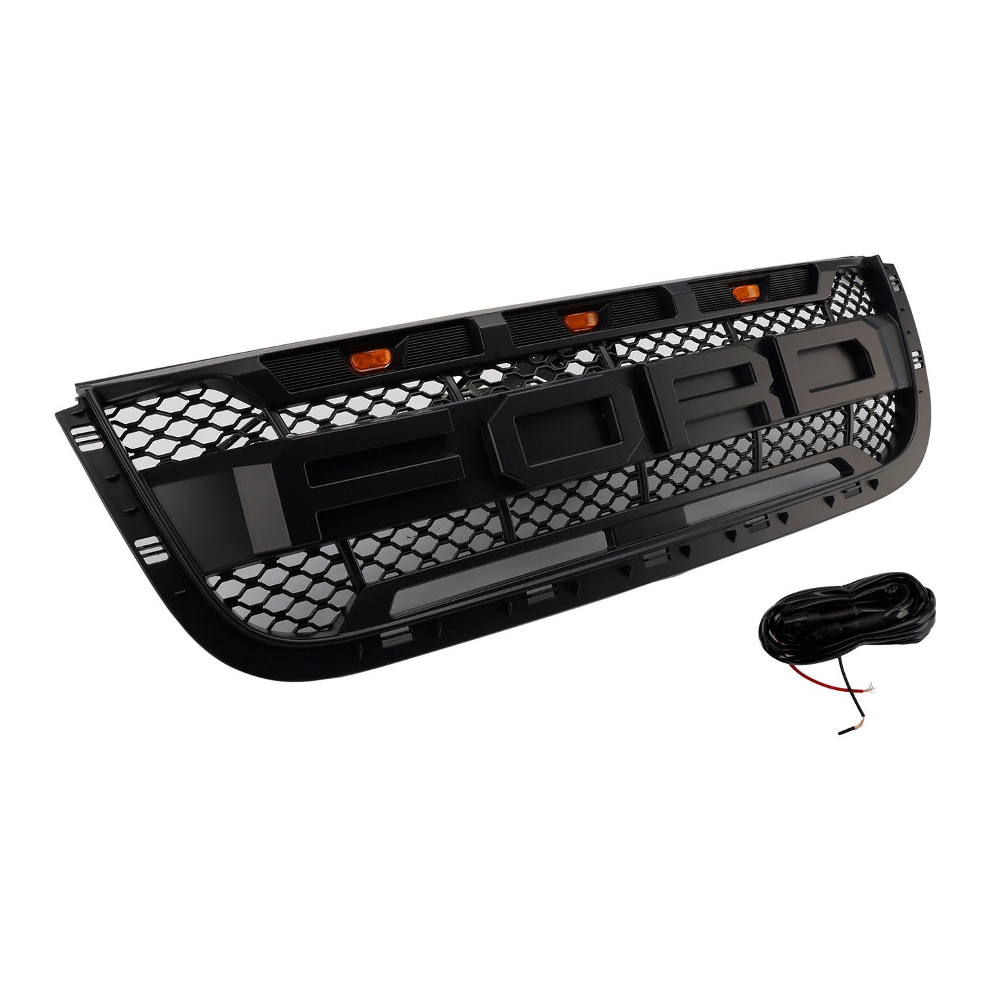 2001-2003 Ford Ranger Raptor Style Grille Front Bumper Replacement Black Grill W/ LED Light