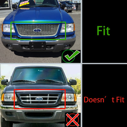 Ford Ranger 2001-2003 Front Grille Raptor Style Front Bumper Black Grill With LED