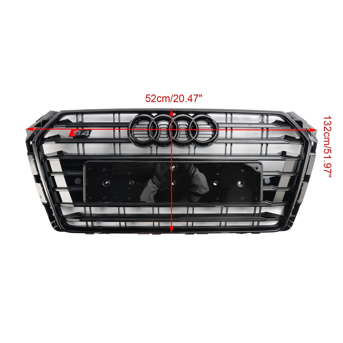 2016-2019 Audi A4/S4 B9 S4 Style Front Bumper Horizontal Slat Grill Black Grille With Ring Emblem