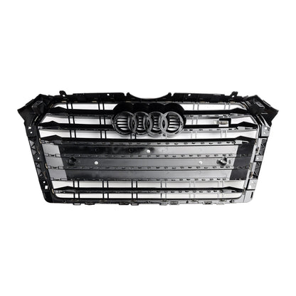 2016-2019 Audi A4/S4 B9 S4 Style Front Bumper Horizontal Slat Grill Black Grille With Ring Emblem