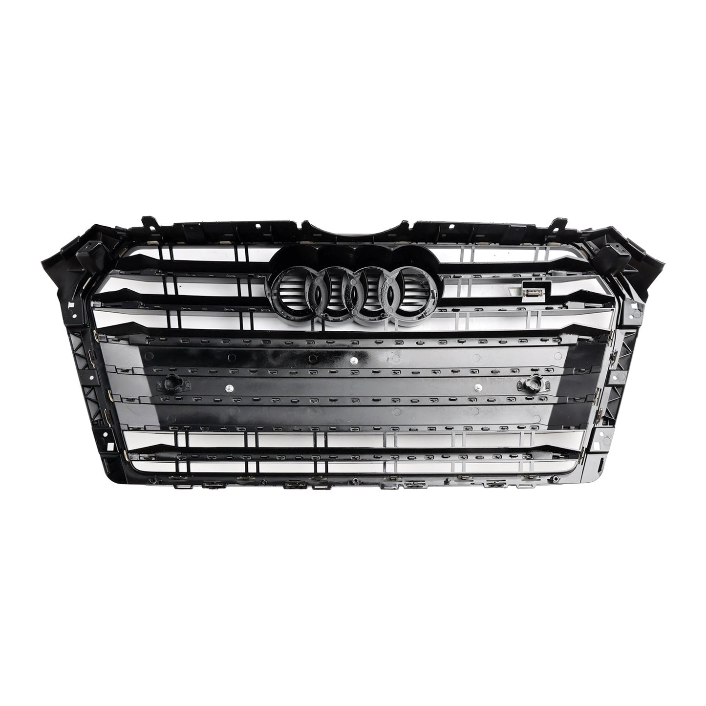 S4 Style Grille For Audi A4/ A4 Sline/ S4 2016-2019 B9 Front Bumper Slat Black Grill W/ Ring Emblem