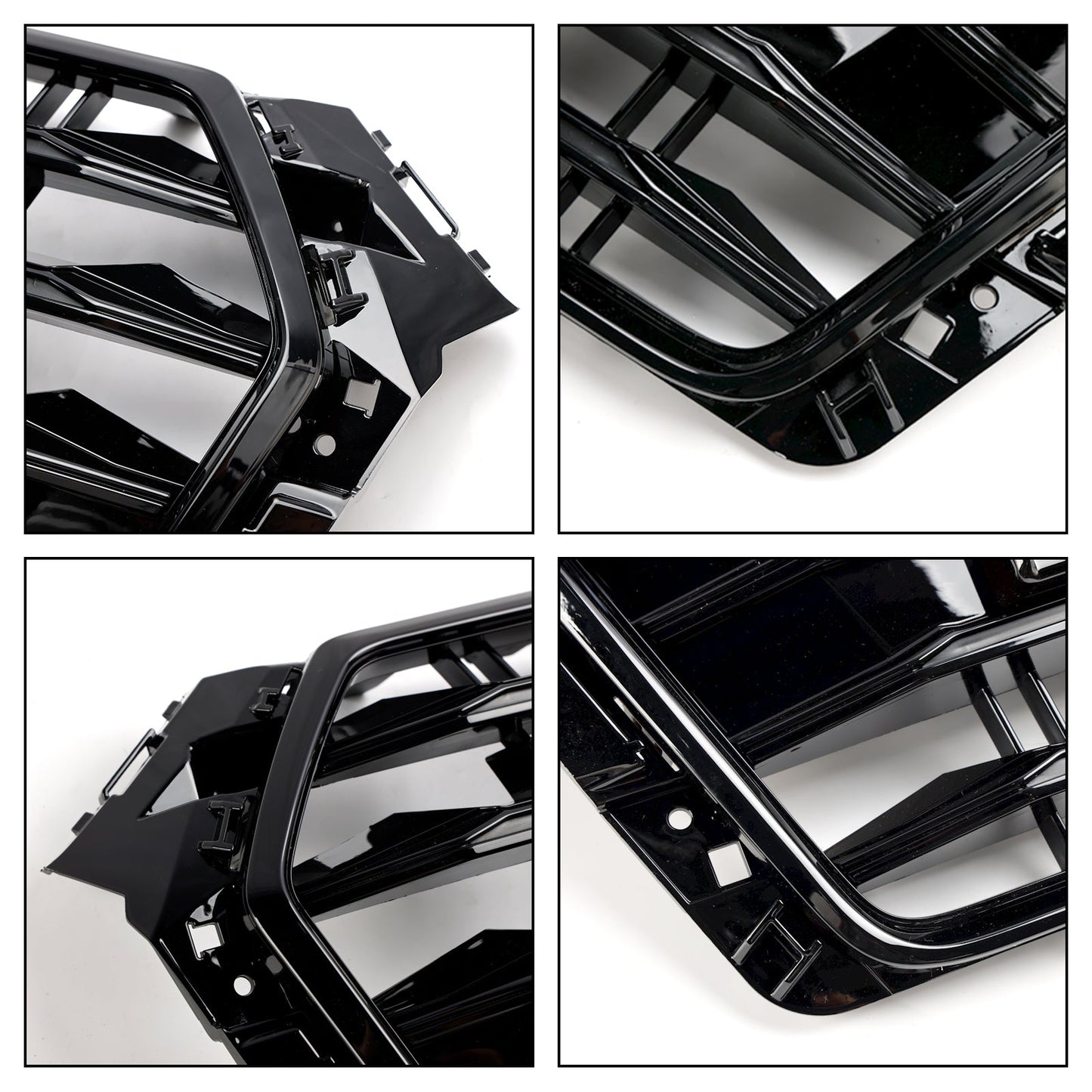 2016-2019 Audi A4/S4 B9 S4 Style Front Bumper Horizontal Slat Grill Black Grille With Ring Emblem