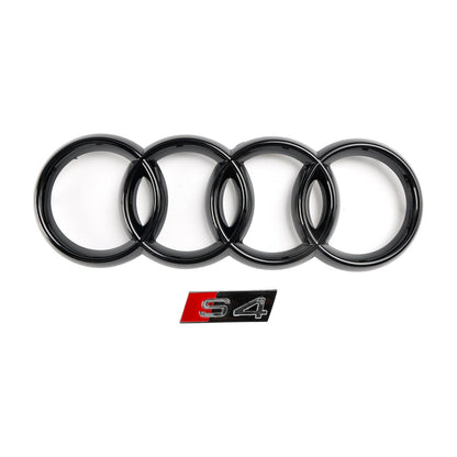 2016-2019 Audi A4/S4 B9 S4 Style Front Bumper Horizontal Slat Grill Black Grille With Ring Emblem