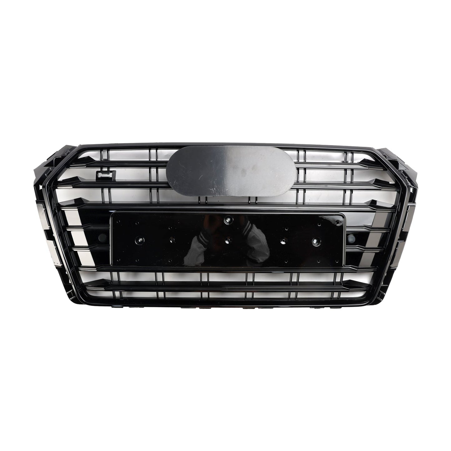 S4 Style Grille For Audi A4/ A4 Sline/ S4 2016-2019 B9 Front Bumper Slat Black Grill W/ Ring Emblem