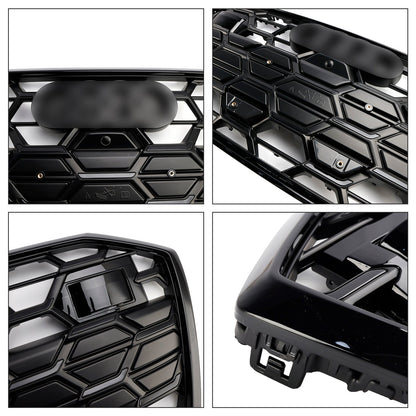 S6 Style Grille For 2019-2023 Audi A6 / A6 Sline / S6 C8 Front Bumper Mesh Black Grille W/ Black Ring Emblem
