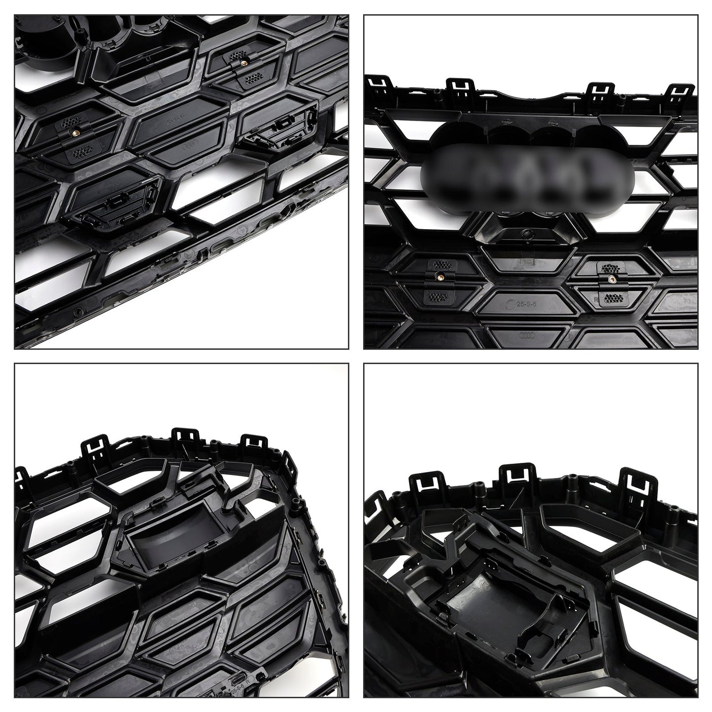 S6 Style Grille For 2019-2023 Audi A6 / A6 Sline / S6 C8 Front Bumper Mesh Black Grille W/ Black Ring Emblem