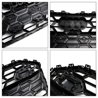 S6 Style Grille For 2019-2023 Audi A6 / A6 Sline / S6 C8 Front Bumper Mesh Black Grille W/ Black Ring Emblem