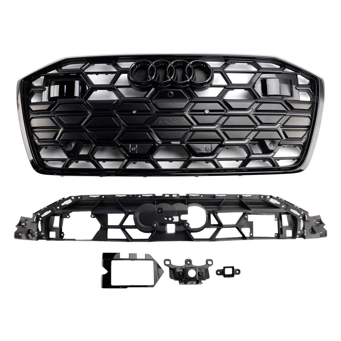 Audi A6 / A6 Sline / S6 C8 2019-2023 S6 Honeycomb Style Grill Black Front Bumper Grille W/ Black Emblem