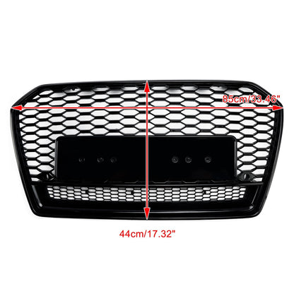 Audi A6 / S6 C7 2015-2018 Facelift RS6 Style Honeycomb Mesh Front Grill Black Grille W/ Sliver Emblem