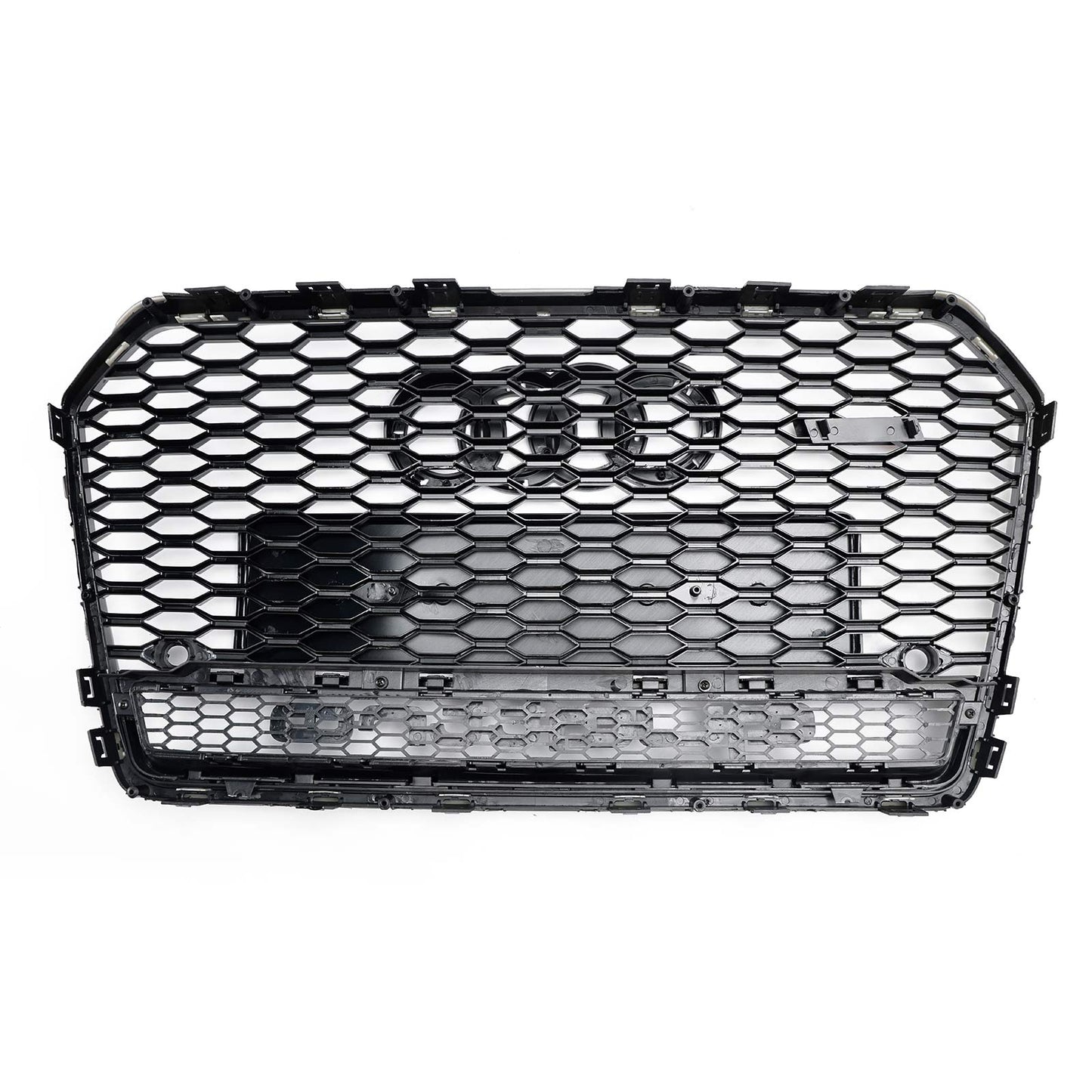 RS6 Quattro Style Grille For 2015-2018 Audi A6 /A6 Sline /S6 Front Bumper Honeycomb Black Grill W/ Ring Emblem