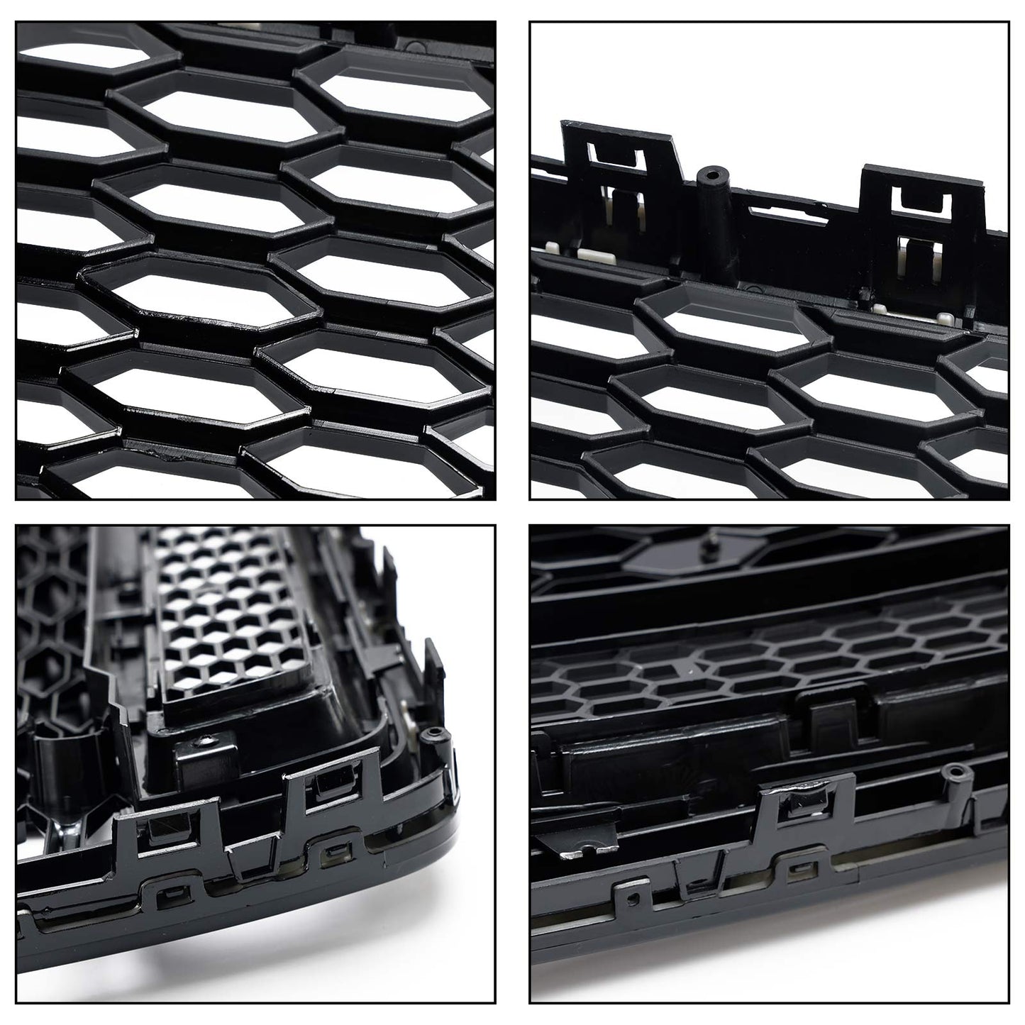 RS6 Quattro Style Grille For 2015-2018 Audi A6 /A6 Sline /S6 Front Bumper Honeycomb Black Grill W/ Ring Emblem