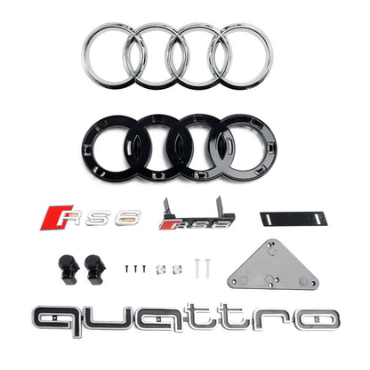RS6 Quattro Style Grille For 2015-2018 Audi A6 /A6 Sline /S6 Front Bumper Honeycomb Black Grill W/ Ring Emblem