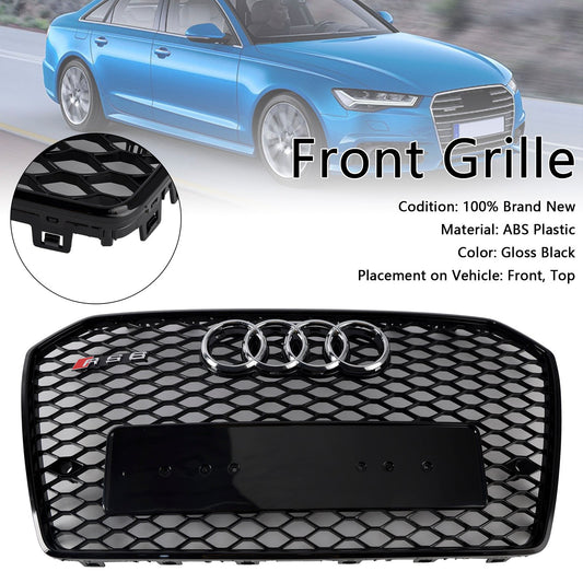 2016-2018 Audi A6 S6 C7 RS6 Style Front Honeycomb Mesh Grille Grill Black