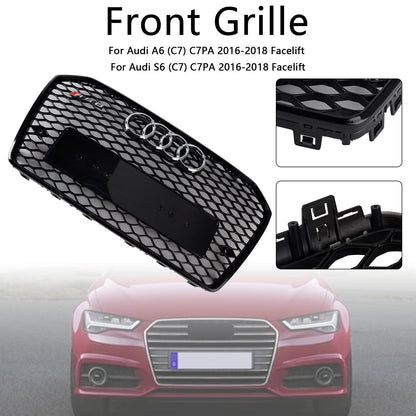 2016-2018 Audi A6 S6 C7 RS6 Style Front Honeycomb Mesh Grille Grill Black