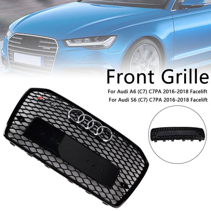 2016-2018 Audi A6 S6 C7 RS6 Style Front Honeycomb Mesh Grille Grill Black