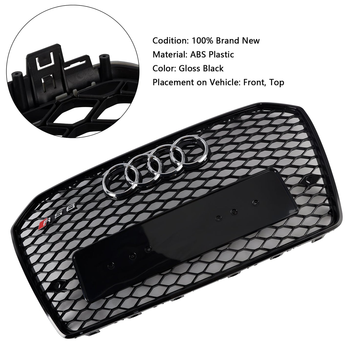 2015-2018 Audi A6 /A6 Sline /S6 C7 RS6 Style Grill Front Bumper Honeycomb Mesh Black Grille