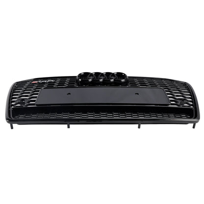 Audi A6 / A6 Sline / S6 C7 Honeycomb Front Grill 2015-2018 RS Style Air Intake Radiator Grille W/ Black Ring Emblem