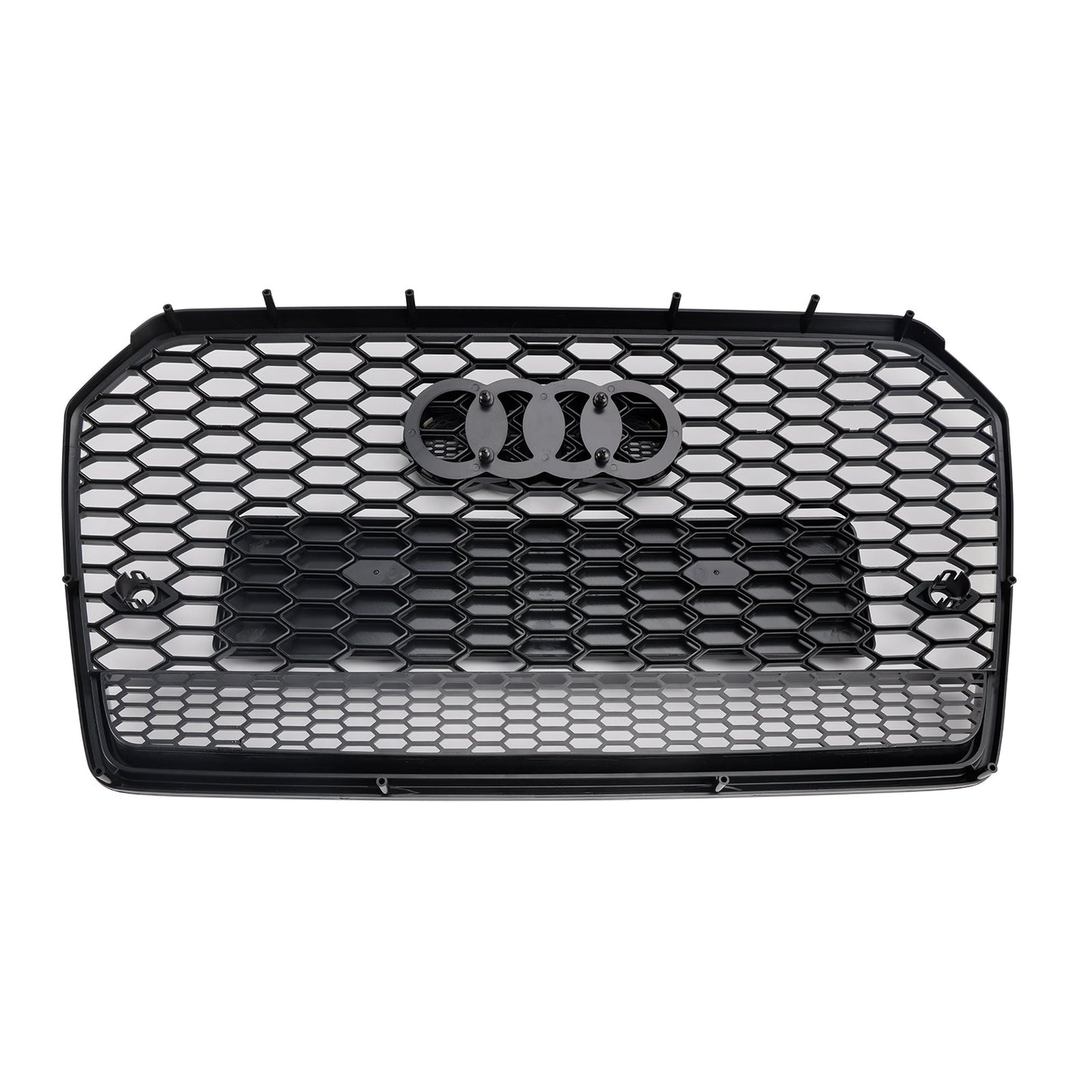 Audi A6 / A6 Sline / S6 C7 2015-2018 RS6 Quattro Style Black Grill Honeycomb Mesh Front Bumper Grille With Black Ring Emblem