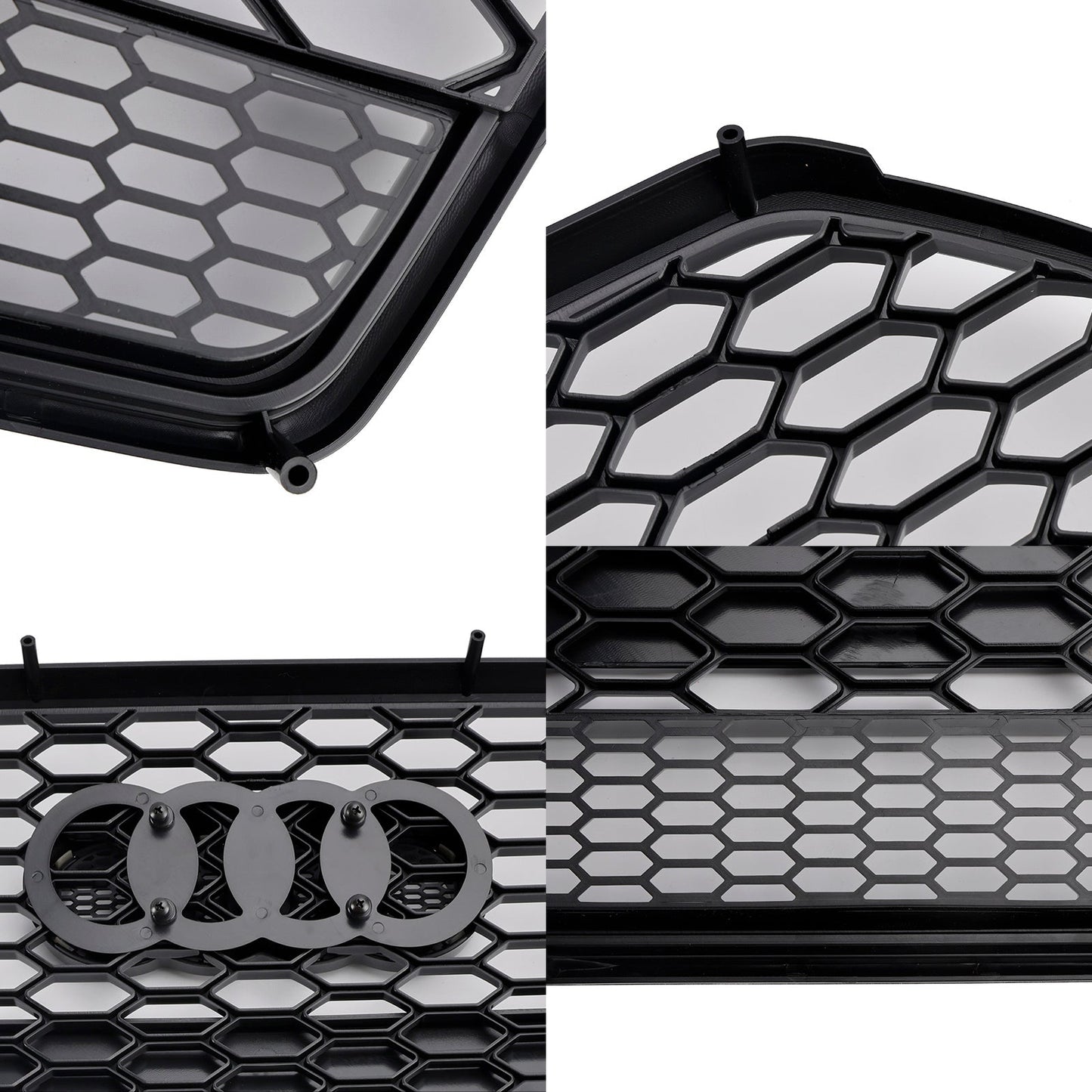 Audi A6 / A6 Sline / S6 C7 Honeycomb Front Grill 2015-2018 RS Style Air Intake Radiator Grille W/ Black Ring Emblem