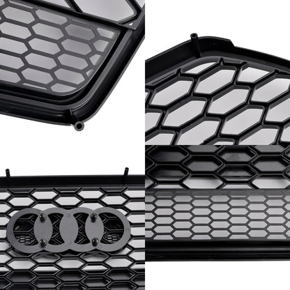 Audi A6 / A6 Sline / S6 C7 2015-2018 RS6 Quattro Style Black Grill Honeycomb Mesh Front Bumper Grille With Black Ring Emblem
