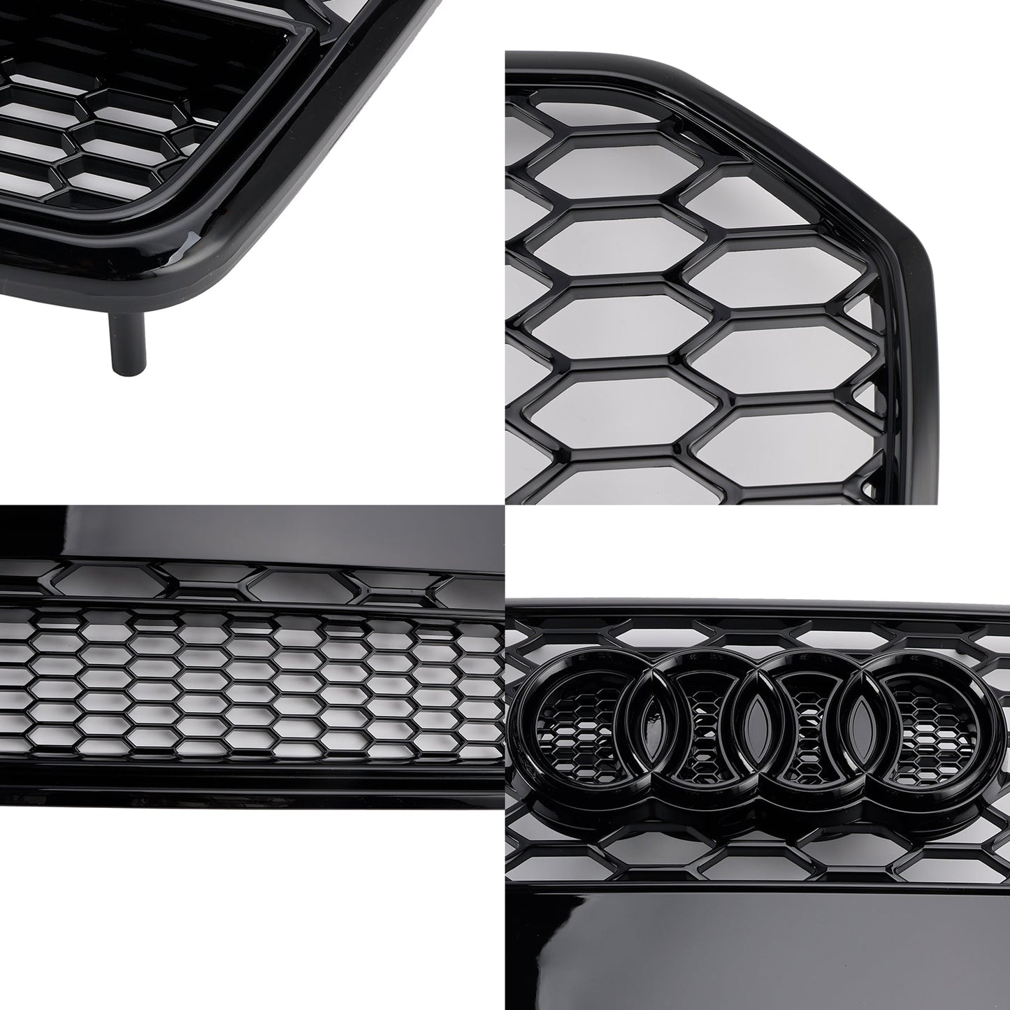 Audi A6 / A6 Sline / S6 C7 2015-2018 RS6 Quattro Style Black Grill Honeycomb Mesh Front Bumper Grille With Black Ring Emblem