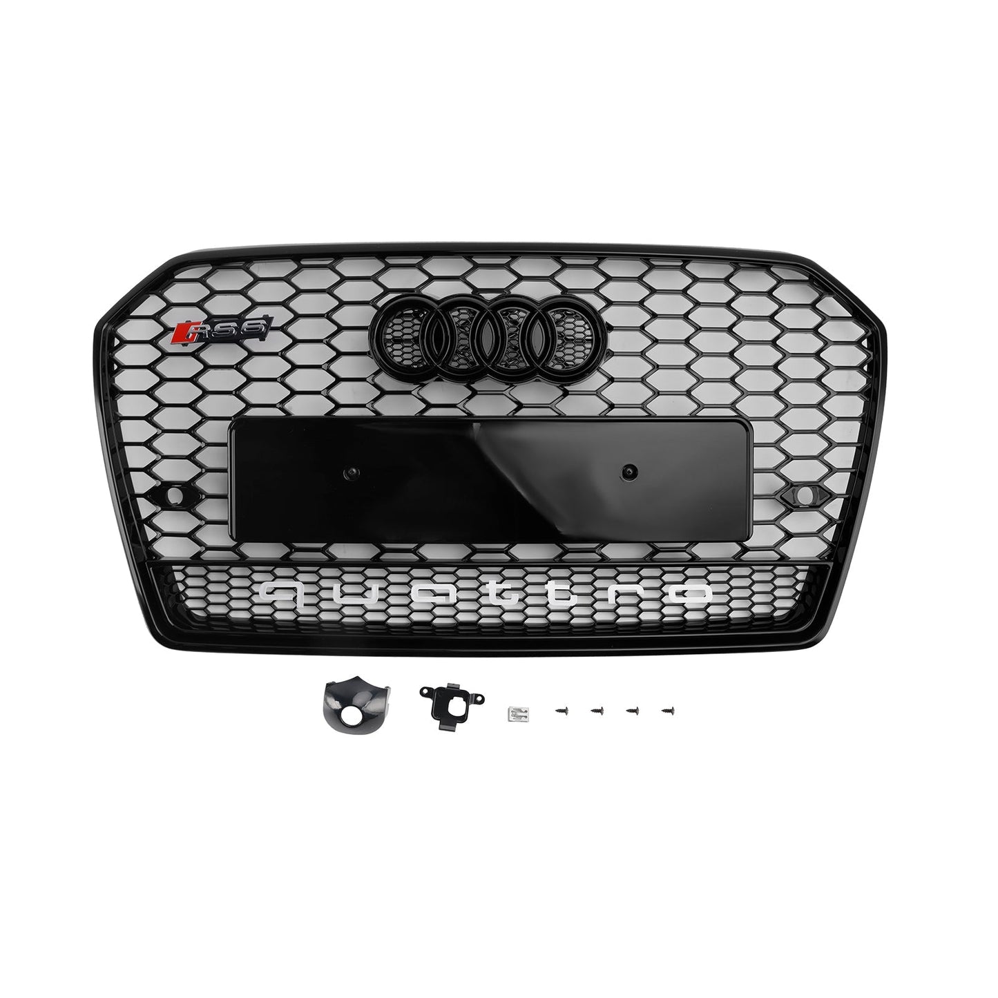 Audi A6 / A6 Sline / S6 C7 Honeycomb Front Grill 2015-2018 RS Style Air Intake Radiator Grille W/ Black Ring Emblem