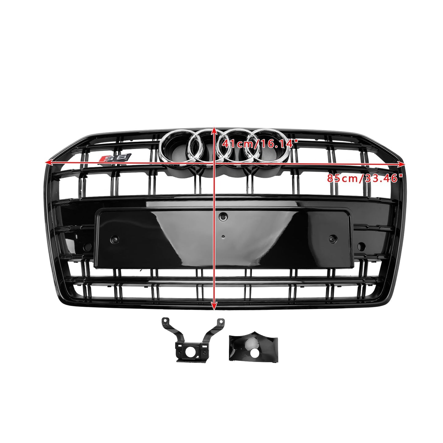 S6 Style Grille For 2016-2018 Audi A6 / A6 Sline / S6 C7 Front Bumper Mesh Slat Black Grill