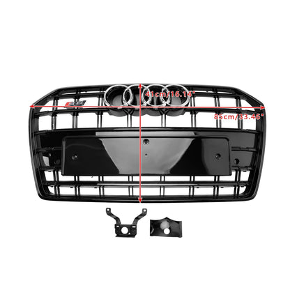 S6 Style Grille For 2016-2018 Audi A6 / A6 Sline / S6 C7 Front Bumper Mesh Slat Black Grill