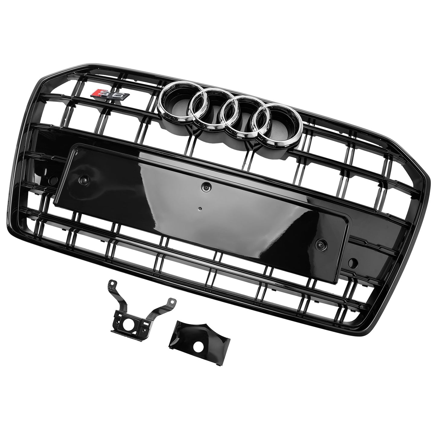 S6 Style Grille For 2016-2018 Audi A6 / A6 Sline / S6 C7 Front Bumper Mesh Slat Black Grill
