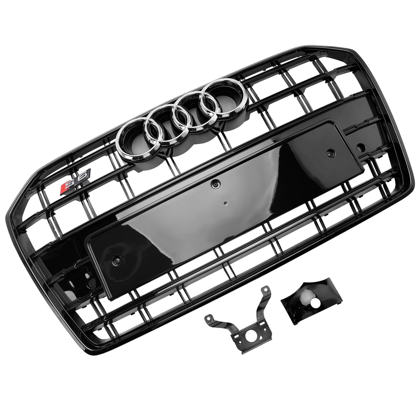 S6 Style Grille For 2016-2018 Audi A6 / A6 Sline / S6 C7 Front Bumper Mesh Slat Black Grill